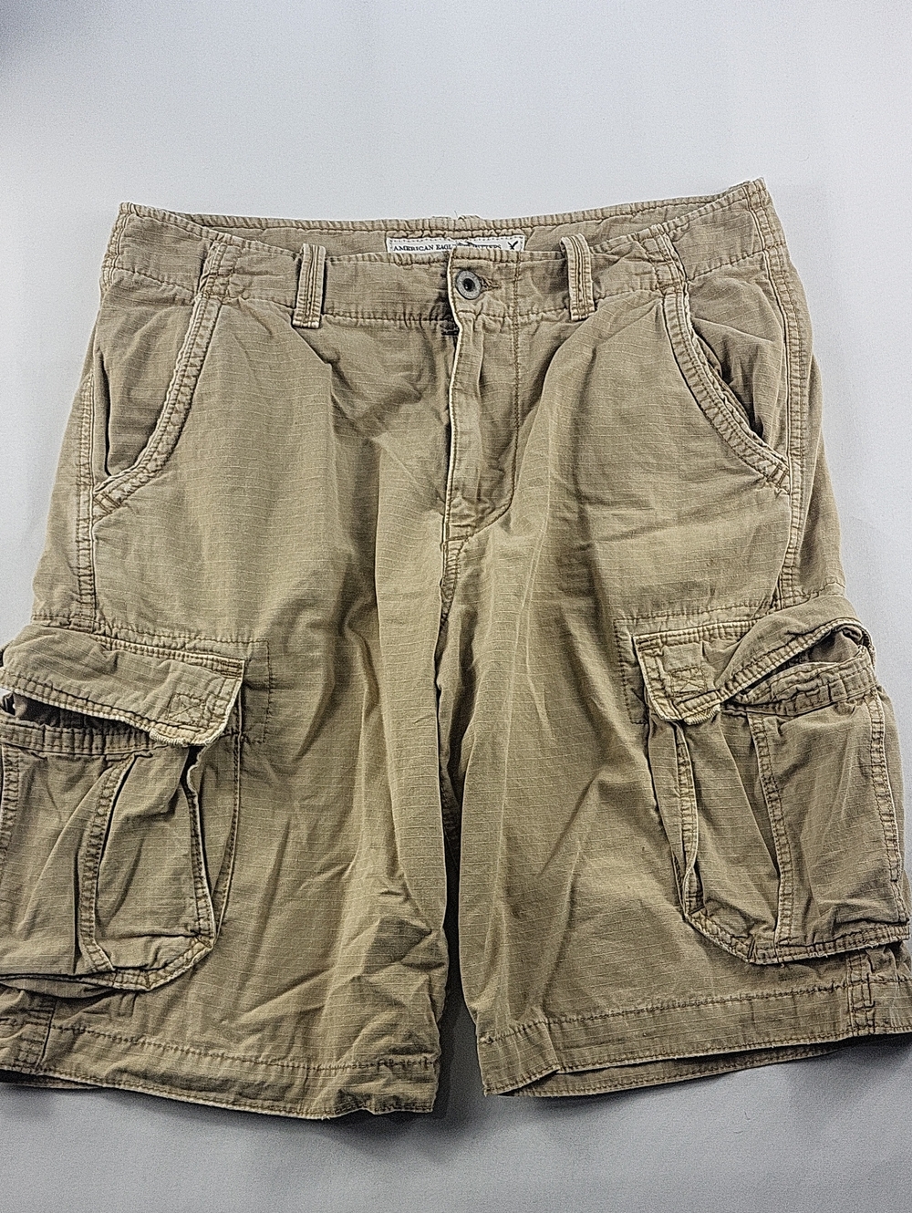 American Eagle Outfitters Longer Length Ripstop Cargo Shorts Mens 34 Khaki
